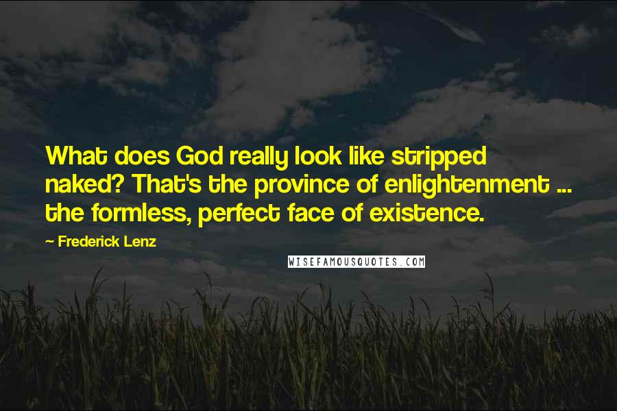 Frederick Lenz Quotes: What does God really look like stripped naked? That's the province of enlightenment ... the formless, perfect face of existence.