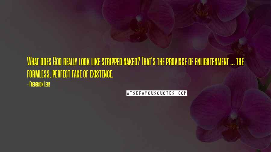 Frederick Lenz Quotes: What does God really look like stripped naked? That's the province of enlightenment ... the formless, perfect face of existence.