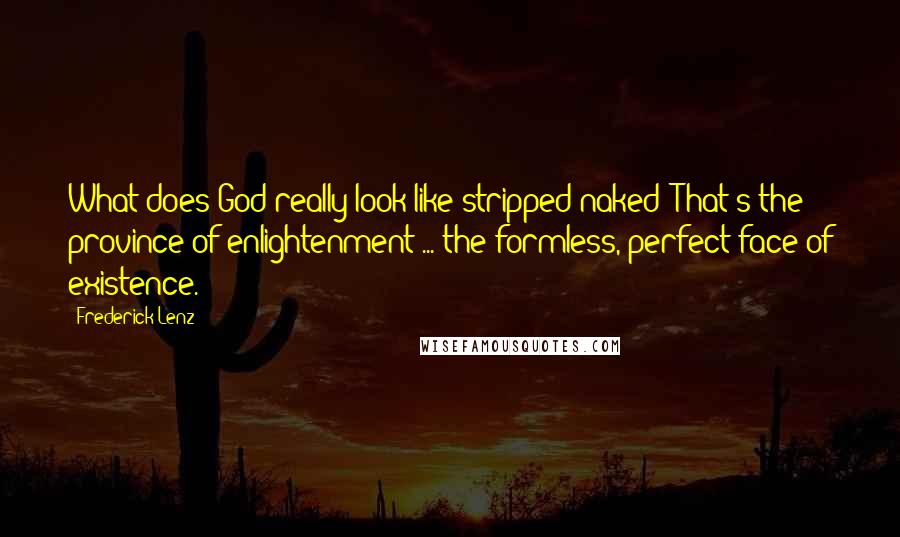 Frederick Lenz Quotes: What does God really look like stripped naked? That's the province of enlightenment ... the formless, perfect face of existence.