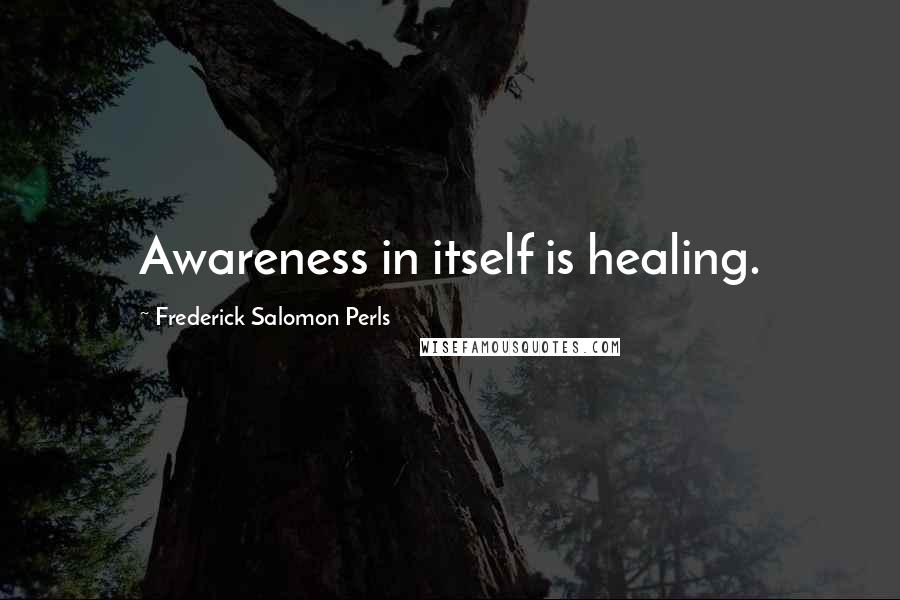 Frederick Salomon Perls Quotes: Awareness in itself is healing.