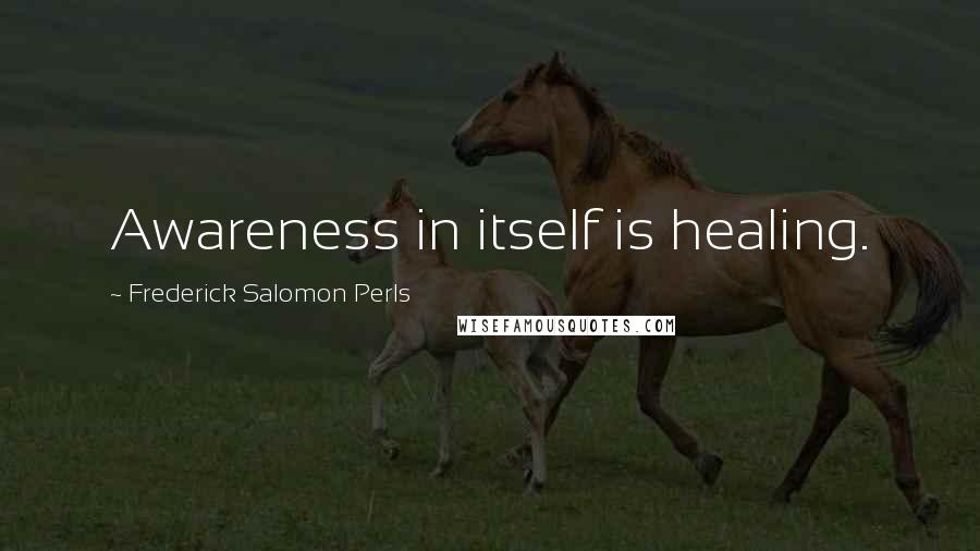 Frederick Salomon Perls Quotes: Awareness in itself is healing.