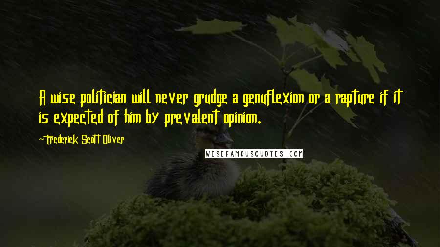 Frederick Scott Oliver Quotes: A wise politician will never grudge a genuflexion or a rapture if it is expected of him by prevalent opinion.