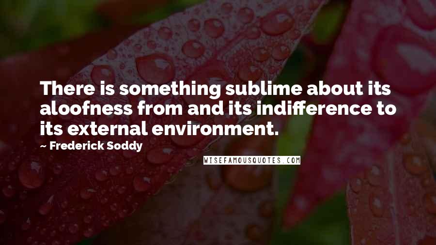 Frederick Soddy Quotes: There is something sublime about its aloofness from and its indifference to its external environment.