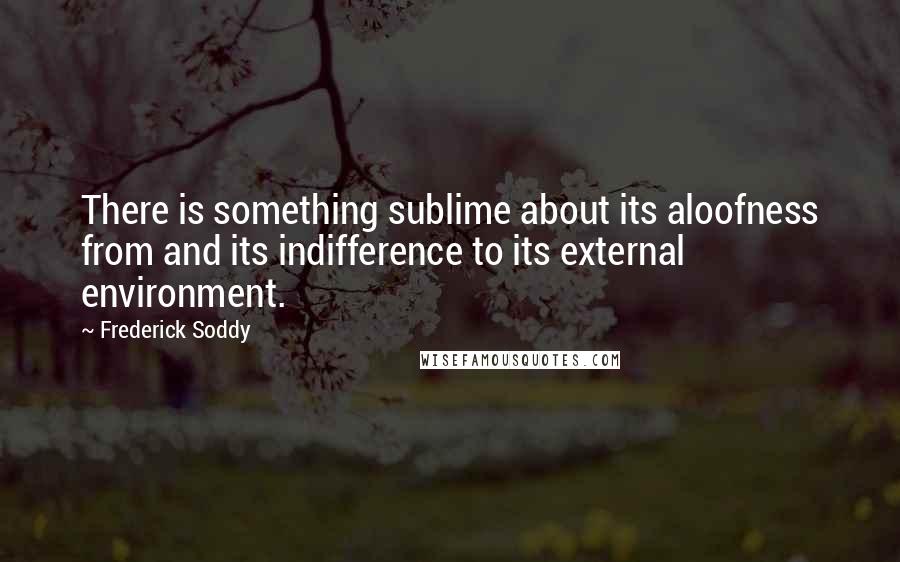 Frederick Soddy Quotes: There is something sublime about its aloofness from and its indifference to its external environment.