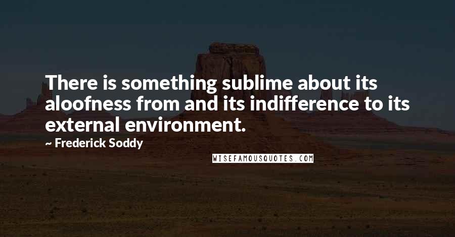 Frederick Soddy Quotes: There is something sublime about its aloofness from and its indifference to its external environment.