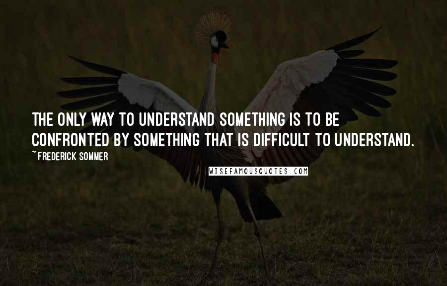 Frederick Sommer Quotes: The only way to understand something is to be confronted by something that is difficult to understand.