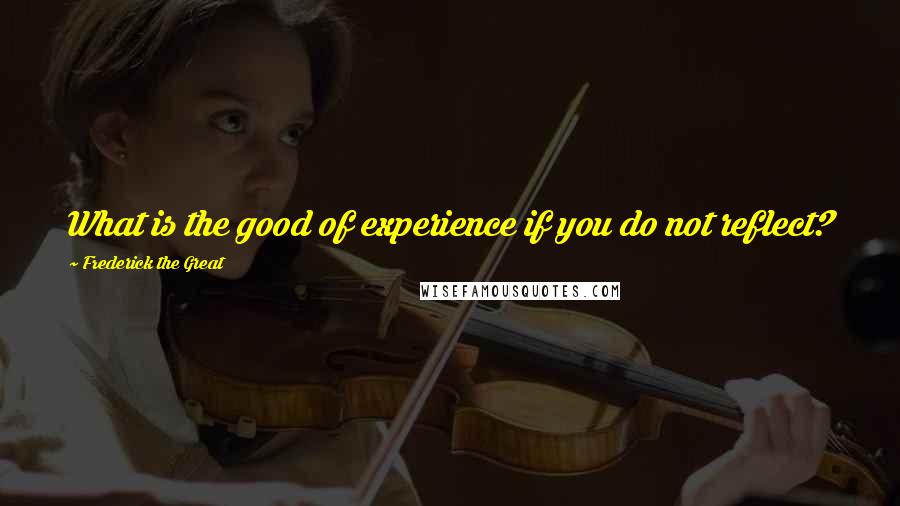 Frederick The Great Quotes: What is the good of experience if you do not reflect?