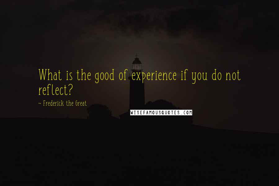 Frederick The Great Quotes: What is the good of experience if you do not reflect?