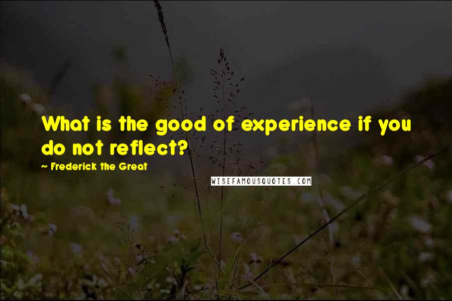 Frederick The Great Quotes: What is the good of experience if you do not reflect?