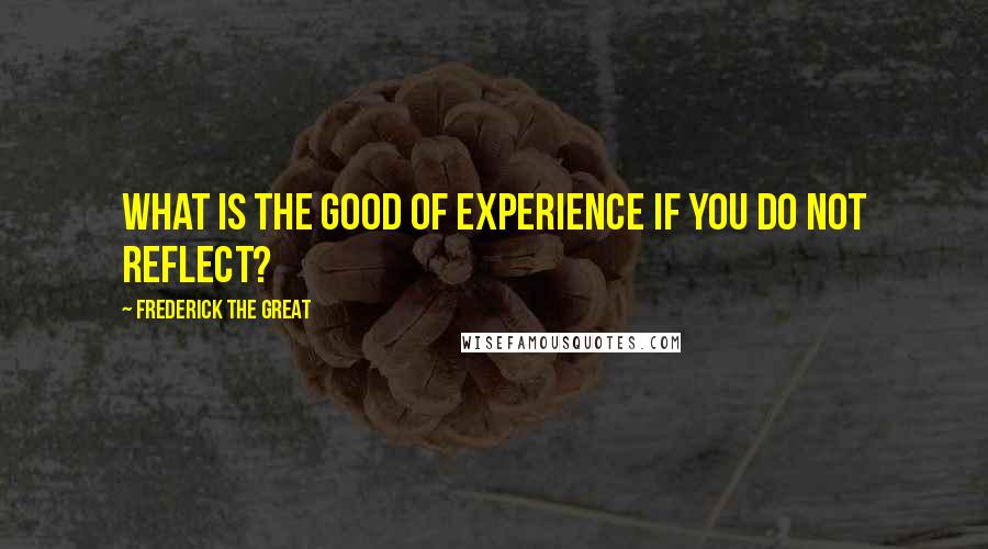 Frederick The Great Quotes: What is the good of experience if you do not reflect?