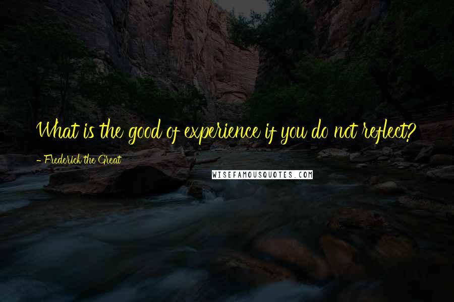 Frederick The Great Quotes: What is the good of experience if you do not reflect?