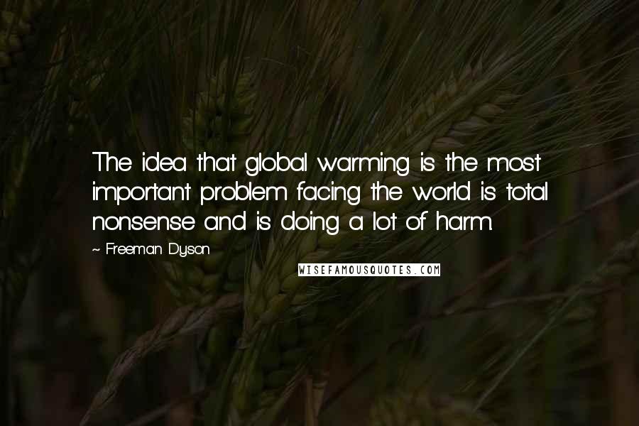 Freeman Dyson Quotes: The idea that global warming is the most important problem facing the world is total nonsense and is doing a lot of harm.