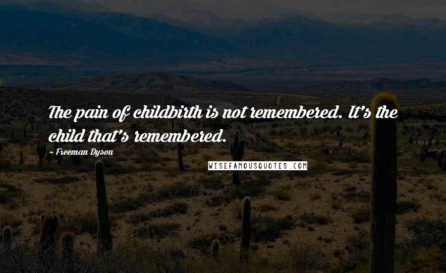 Freeman Dyson Quotes: The pain of childbirth is not remembered. It's the child that's remembered.