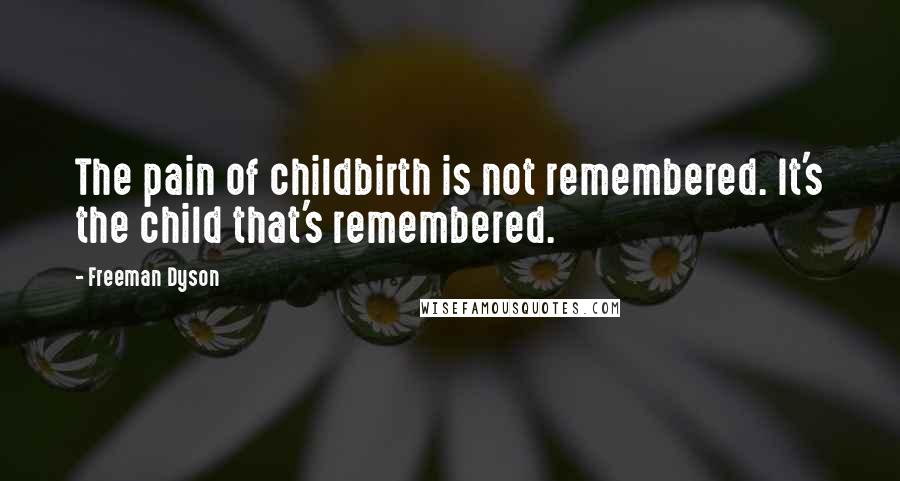 Freeman Dyson Quotes: The pain of childbirth is not remembered. It's the child that's remembered.