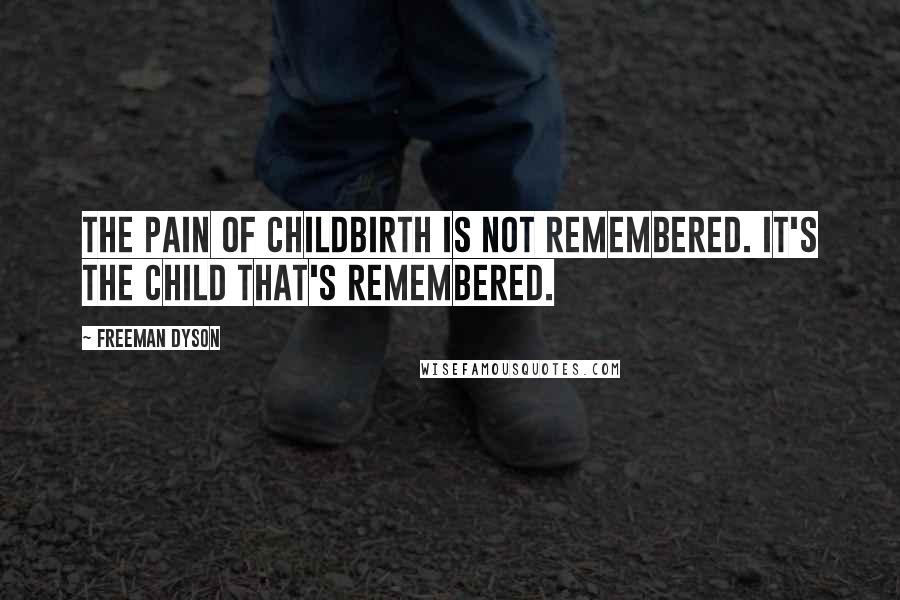 Freeman Dyson Quotes: The pain of childbirth is not remembered. It's the child that's remembered.