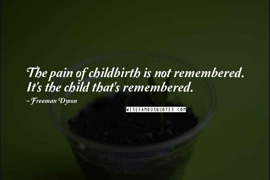 Freeman Dyson Quotes: The pain of childbirth is not remembered. It's the child that's remembered.