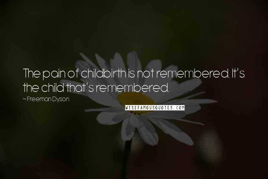 Freeman Dyson Quotes: The pain of childbirth is not remembered. It's the child that's remembered.