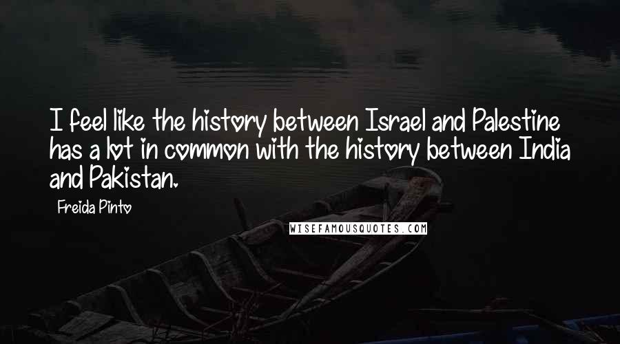 Freida Pinto Quotes: I feel like the history between Israel and Palestine has a lot in common with the history between India and Pakistan.