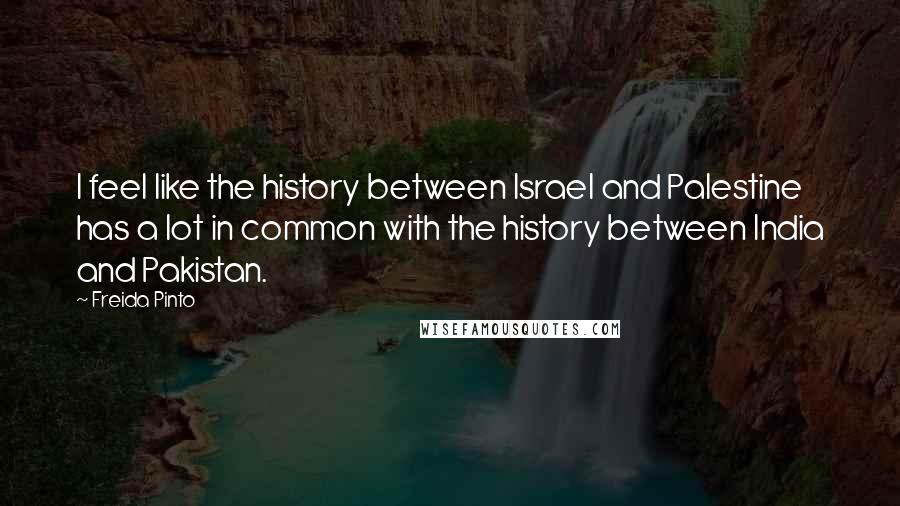 Freida Pinto Quotes: I feel like the history between Israel and Palestine has a lot in common with the history between India and Pakistan.