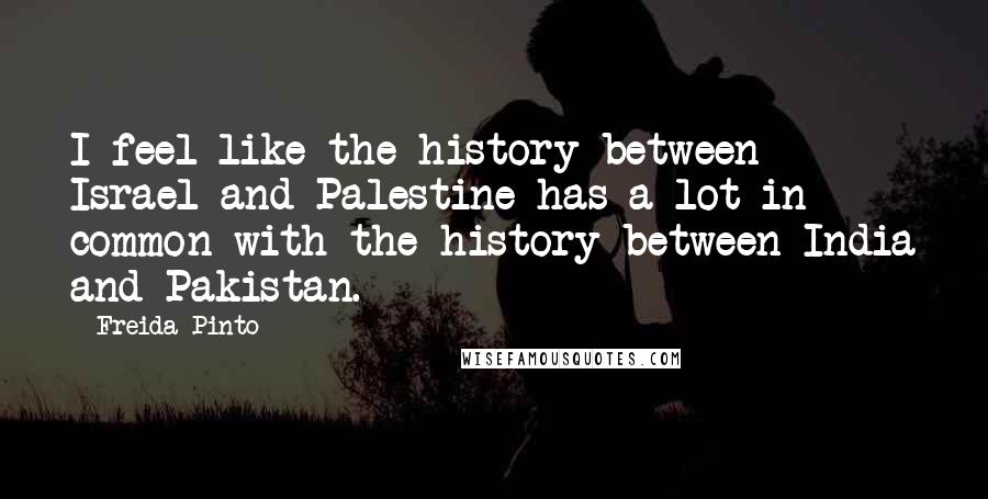 Freida Pinto Quotes: I feel like the history between Israel and Palestine has a lot in common with the history between India and Pakistan.