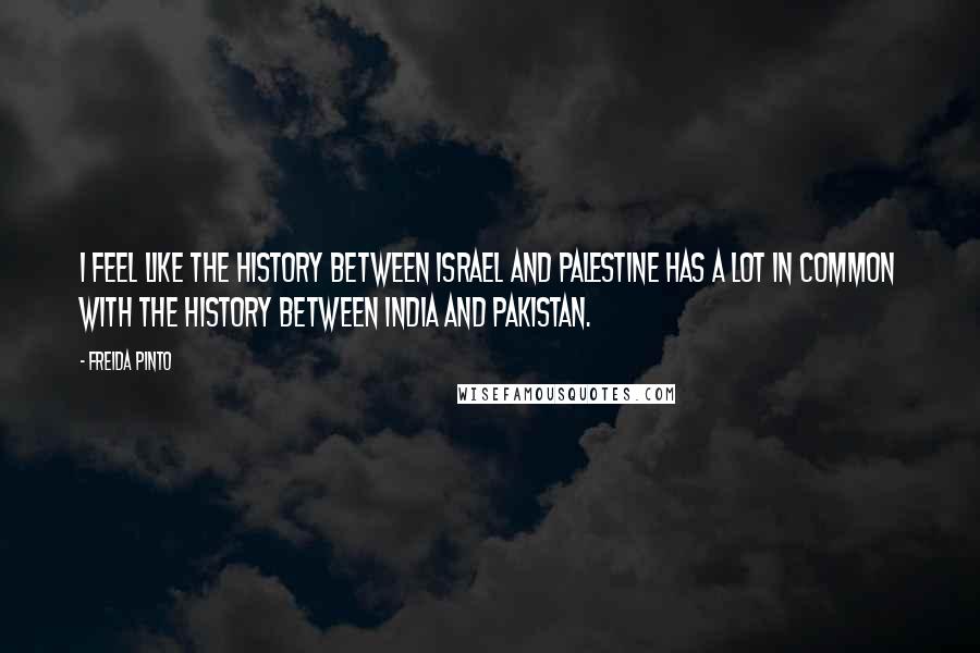 Freida Pinto Quotes: I feel like the history between Israel and Palestine has a lot in common with the history between India and Pakistan.