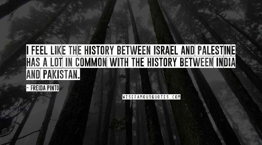 Freida Pinto Quotes: I feel like the history between Israel and Palestine has a lot in common with the history between India and Pakistan.