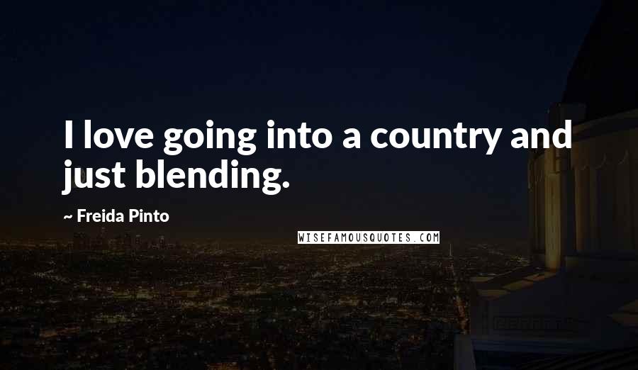 Freida Pinto Quotes: I love going into a country and just blending.