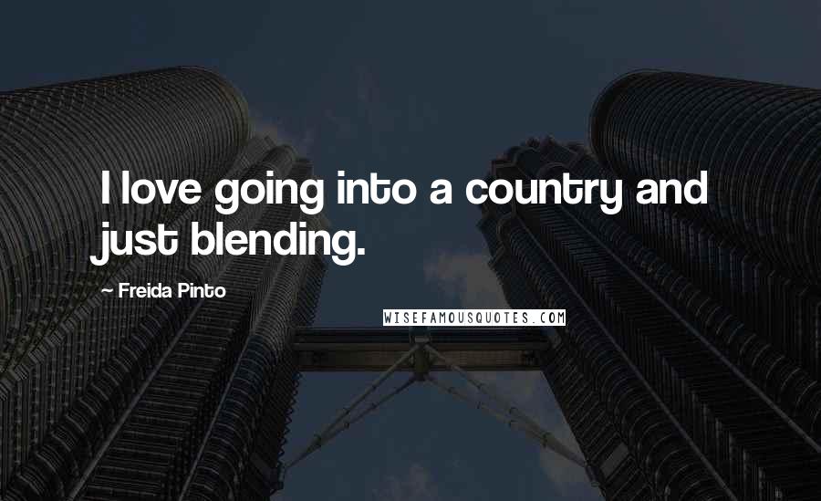 Freida Pinto Quotes: I love going into a country and just blending.