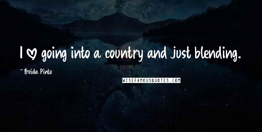 Freida Pinto Quotes: I love going into a country and just blending.