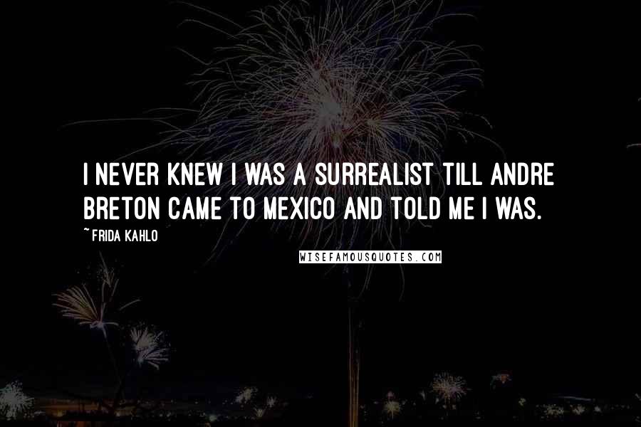 Frida Kahlo Quotes: I never knew I was a surrealist till Andre Breton came to Mexico and told me I was.