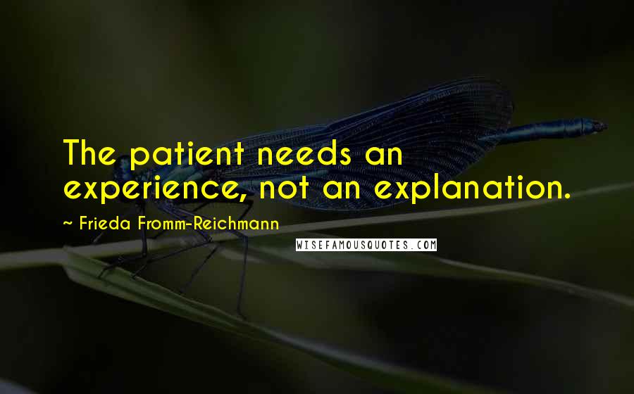 Frieda Fromm-Reichmann Quotes: The patient needs an experience, not an explanation.