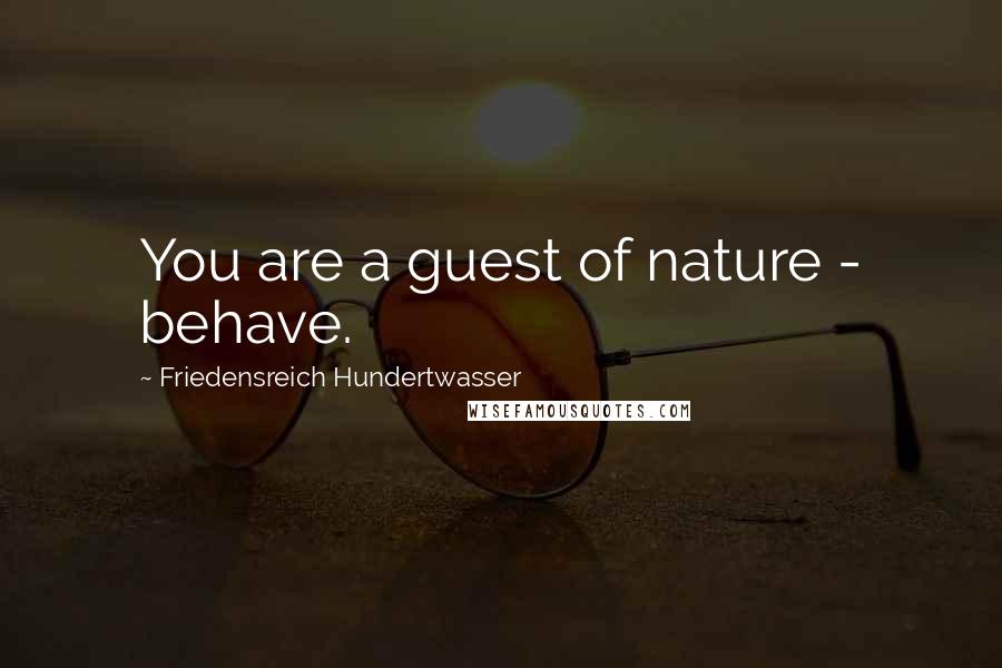 Friedensreich Hundertwasser Quotes: You are a guest of nature - behave.