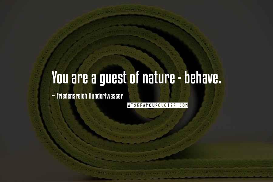 Friedensreich Hundertwasser Quotes: You are a guest of nature - behave.