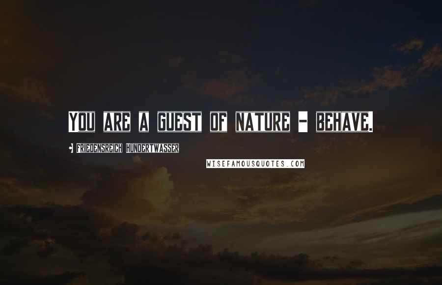 Friedensreich Hundertwasser Quotes: You are a guest of nature - behave.