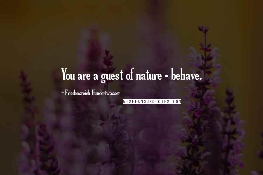 Friedensreich Hundertwasser Quotes: You are a guest of nature - behave.