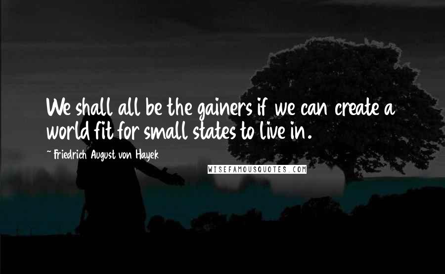 Friedrich August Von Hayek Quotes: We shall all be the gainers if we can create a world fit for small states to live in.