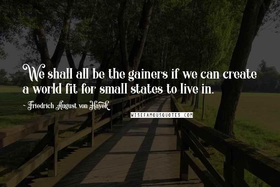 Friedrich August Von Hayek Quotes: We shall all be the gainers if we can create a world fit for small states to live in.