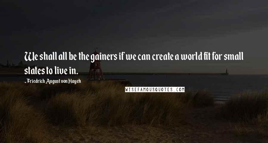 Friedrich August Von Hayek Quotes: We shall all be the gainers if we can create a world fit for small states to live in.