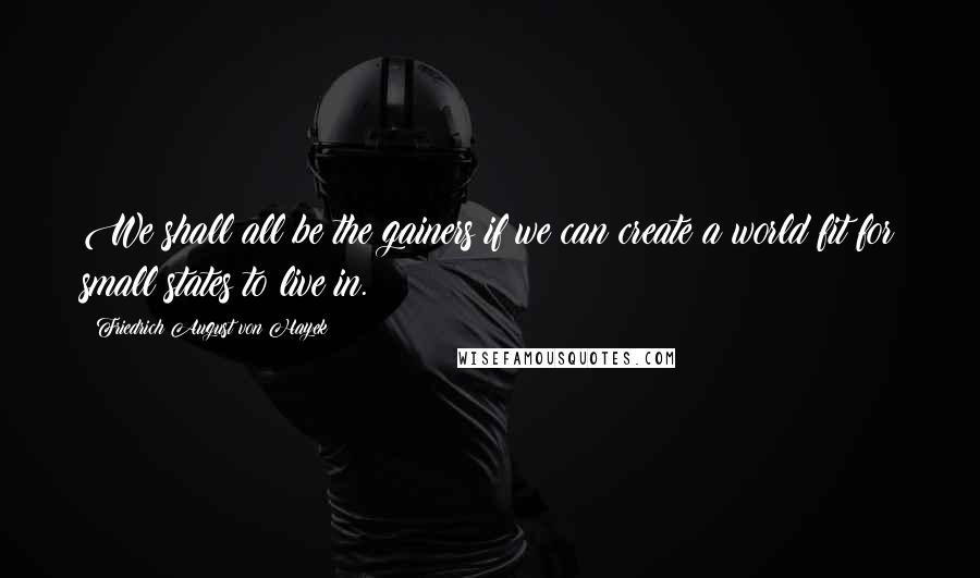 Friedrich August Von Hayek Quotes: We shall all be the gainers if we can create a world fit for small states to live in.