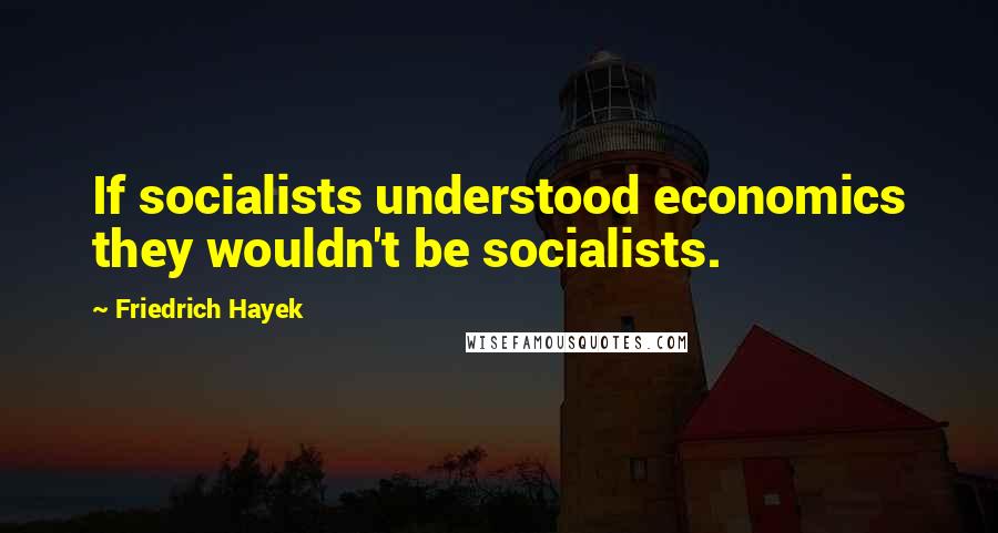 Friedrich Hayek Quotes: If socialists understood economics they wouldn't be socialists.