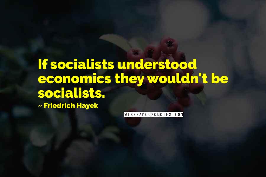 Friedrich Hayek Quotes: If socialists understood economics they wouldn't be socialists.