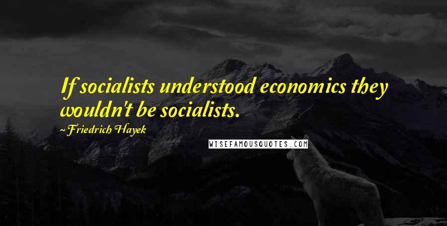 Friedrich Hayek Quotes: If socialists understood economics they wouldn't be socialists.