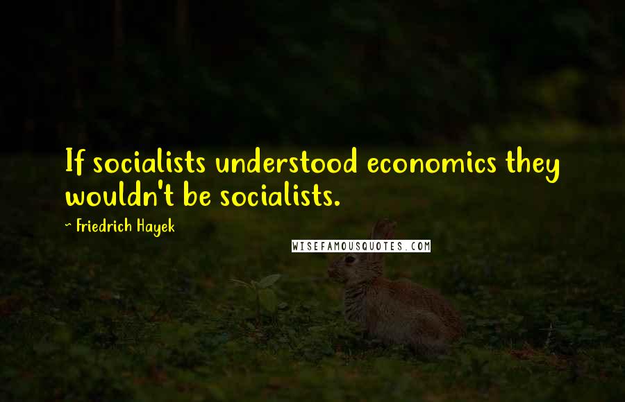 Friedrich Hayek Quotes: If socialists understood economics they wouldn't be socialists.