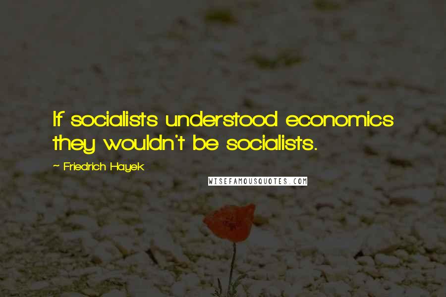 Friedrich Hayek Quotes: If socialists understood economics they wouldn't be socialists.