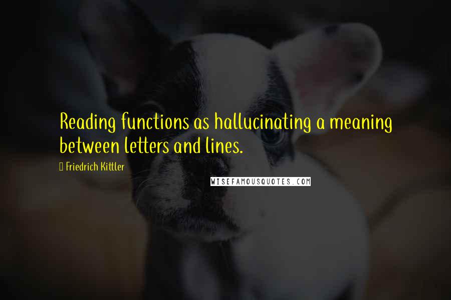 Friedrich Kittler Quotes: Reading functions as hallucinating a meaning between letters and lines.