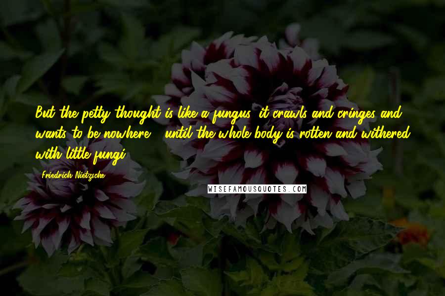 Friedrich Nietzsche Quotes: But the petty thought is like a fungus: it crawls and cringes and wants to be nowhere - until the whole body is rotten and withered with little fungi.