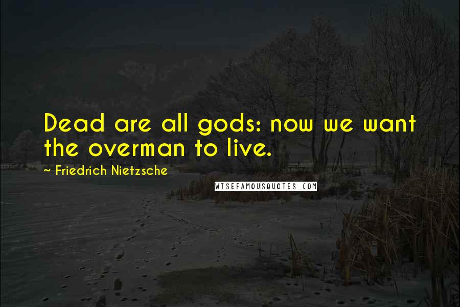 Friedrich Nietzsche Quotes: Dead are all gods: now we want the overman to live.