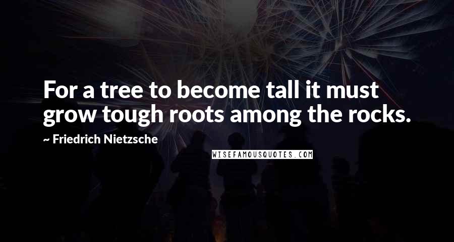Friedrich Nietzsche Quotes: For a tree to become tall it must grow tough roots among the rocks.