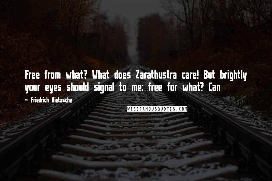 Friedrich Nietzsche Quotes: Free from what? What does Zarathustra care! But brightly your eyes should signal to me: free for what? Can