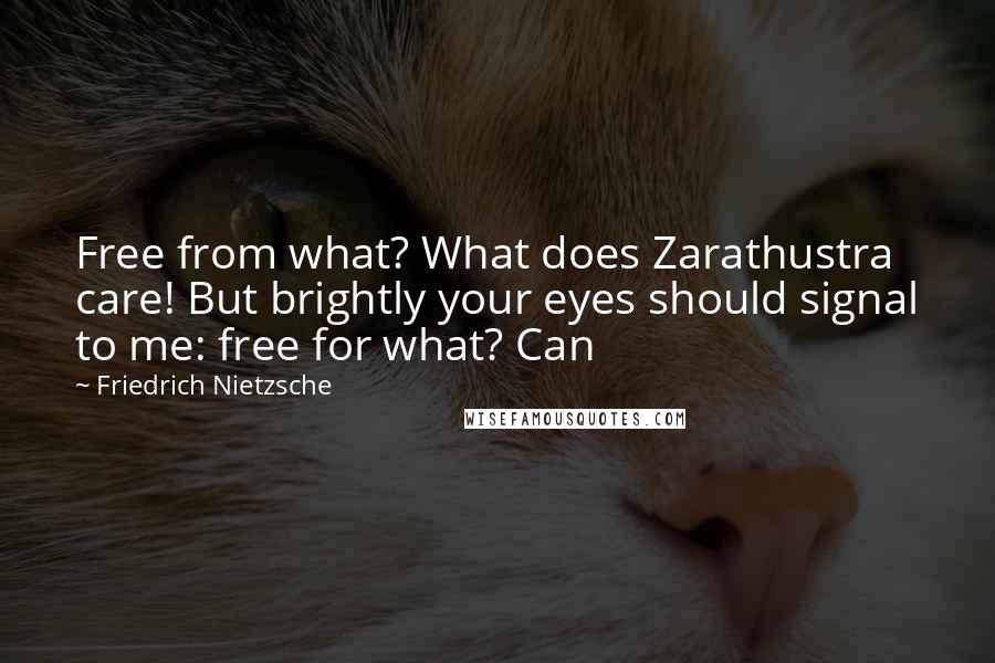 Friedrich Nietzsche Quotes: Free from what? What does Zarathustra care! But brightly your eyes should signal to me: free for what? Can